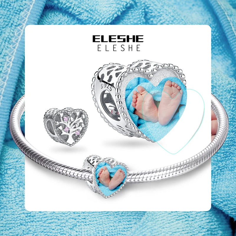 925 Silver Heart Charm Family Tree of Love Bead DIY Bracelet Jewelry
