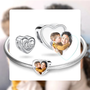 925 Silver Heart Charms Mom Love Bead Bracelet DIY Mother's Gift