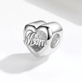 925 Silver Heart Charms Mom Love Bead Bracelet DIY Mother's Gift