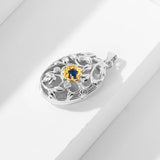 925 Silver Photo Pendant Ivy Leaf Sun Flower Necklace, You Are My Sunshine