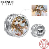 925 Silver Photo Charm Mom Heart Bead Bracelet DIY Jewelry Mother's Gift
