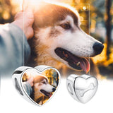 925 Silver Dog Bones Heart Beads Photo Charm Bracelet