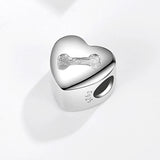 925 Silver Dog Bones Heart Beads Photo Charm Bracelet