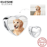925 Silver Dog Bones Heart Beads Photo Charm Bracelet