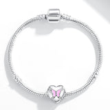 925 Silver Enamel Butterfly Beads with CZ Charm