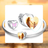 925 Silver Enamel Butterfly Beads with CZ Charm