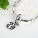 925 Sterling Silver Family Tree Dangle Charms with Zircon Tree of Love