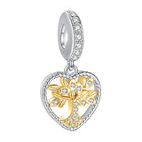 925 Sterling Silver Family Tree Dangle Charms with Zircon Tree of Love