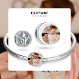 925 Silver Family Tree CZ Bead Custom Flag Charm Bracelet DIY