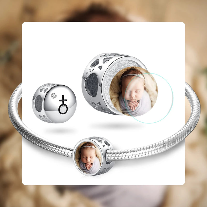 925 Silver Gender Sign Round Bead for Bracelet