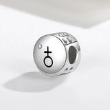 925 Silver Gender Sign Round Bead for Bracelet