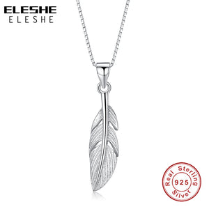 925 Sterling Silver Feather Necklace For Women