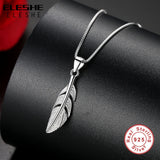 925 Sterling Silver Feather Necklace For Women