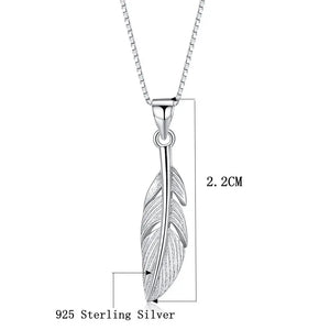 925 Sterling Silver Feather Necklace For Women