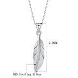 925 Sterling Silver Feather Necklace For Women