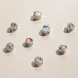 925 Silver Flowers Round Bead Pearl Zircon Photo Bracelet