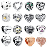 925 Silver Forever Heart Charm Beads for Bracelet Love Jewelry