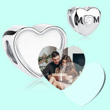 925 Silver Mom Photo Heart Bead Charm for Bracelet