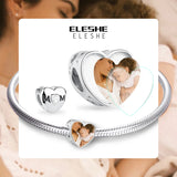 925 Silver Mom Photo Heart Bead Charm for Bracelet