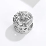 925 Silver Feather Round Beads Charm for Bracelet