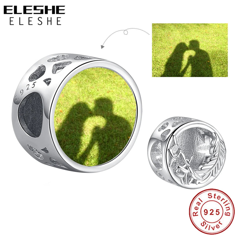 925 Silver Feather Round Beads Charm for Bracelet