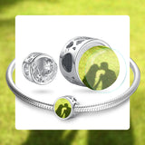 925 Silver Feather Round Beads Charm for Bracelet