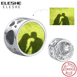 925 Silver Feather Round Beads Charm for Bracelet