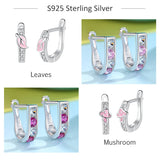 925 Silver Kids Earrings Red Enamel Crystal Stud For Girls