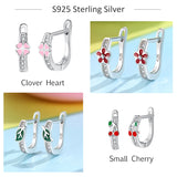 925 Silver Kids Earrings Red Enamel Crystal Stud For Girls