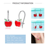 925 Silver Kids Earrings Red Enamel Crystal Stud For Girls