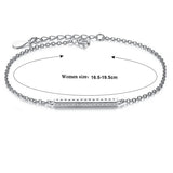 925 Silver Link Chain Bracelet CZ Crystal Charms Women's Bracelet