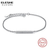 925 Silver Link Chain Bracelet CZ Crystal Charms Women's Bracelet