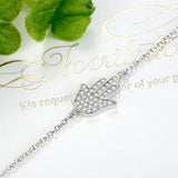 925 Silver Link Chain Bracelet CZ Crystal Charms Women's Bracelet