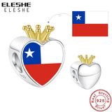925 Silver Crown Flag Bead Charm for Bracelet Custom Photo DIY Jewelry
