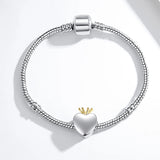 925 Silver Crown Flag Bead Charm for Bracelet Custom Photo DIY Jewelry