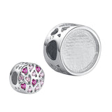 925 Sterling Silver Heart CZ Bead Flag Custom Photo Charm