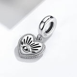 925 Silver Lucky Eye Heart Shape Charms Bead Fit Bracelets Plata De Ley 925