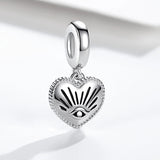 925 Silver Lucky Eye Heart Shape Charms Bead Fit Bracelets Plata De Ley 925
