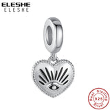 925 Silver Lucky Eye Heart Shape Charms Bead Fit Bracelets Plata De Ley 925
