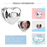 925 Sterling Silver MOM Charm Heart Bead for Bracelet