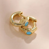 925 Silver Mini Turquoise Hoop Earrings Classic Jewelry