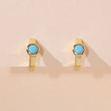925 Silver Mini Turquoise Hoop Earrings Classic Jewelry