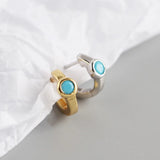 925 Silver Mini Turquoise Hoop Earrings Classic Jewelry