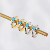 925 Silver Mini Turquoise Hoop Earrings Classic Jewelry