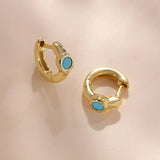 925 Silver Mini Turquoise Hoop Earrings Classic Jewelry