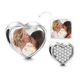 925 Silver Personalized Photo Bead Heart Charm Bracelet DIY Jewelry