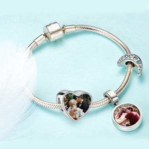 925 Silver Personalized Photo Beads Cat Dog Mom Charms Fit Bracelets
