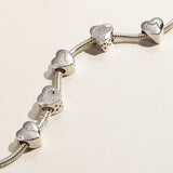 925 Silver Personalized Pet Photo Charm Zircon Heart Beads Bracelet DIY
