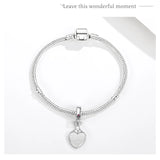 925 Silver Rabbit Heart Pendant Dangle Charm, Personalized Photo Bead