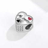 925 Silver Dog Photo Charm My Puppy Paw Heart Bead Bracelet Jewelry